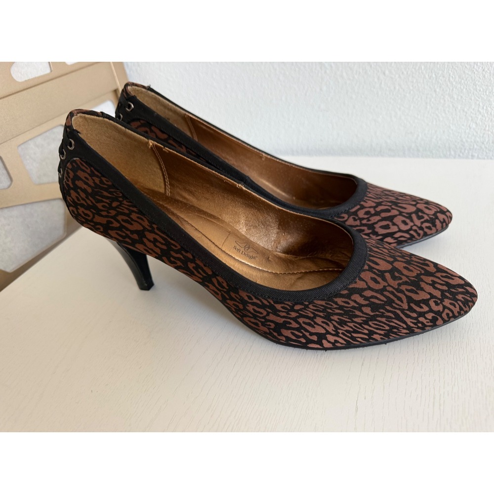 Soft Style by Hush Puppies Leopard Print Kitten Heel Pumps Brown Black Size 11M